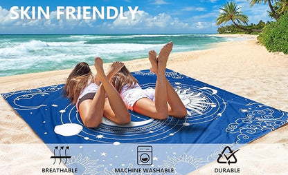 Beach Blanket Waterproof Sandproof Beach Mat 79" X 83" /10'x9'for 2-8 Adults Quick Drying Outdoor Picnic Mat Beach Accessories for Travel, Camping, Hiking