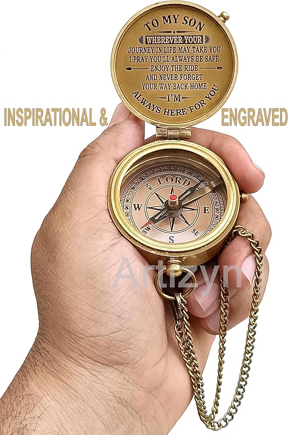 Engraved Compass to Son, Dad to Son Compass, Mom to Son Compass, I Love You Gifts from a Mom/Dad to Son, Graduation Day Gifts for Son, Confirmation Gifts for Son, Baptism Gifts, Easter Gift Ideas