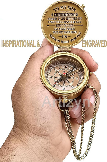 Engraved Compass to Son, Dad to Son Compass, Mom to Son Compass, I Love You Gifts from a Mom/Dad to Son, Graduation Day Gifts for Son, Confirmation Gifts for Son, Baptism Gifts, Easter Gift Ideas
