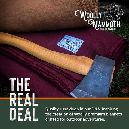 Woolly Mammoth Merino Wool Blanket - Large 66" x 90", 4LBS Camp Blanket | Throw for The Cabin, Cold Weather, Emergency, Dog Camping Gear, Hiking, Survival, Army, Outside, Outdoors – Burgundy