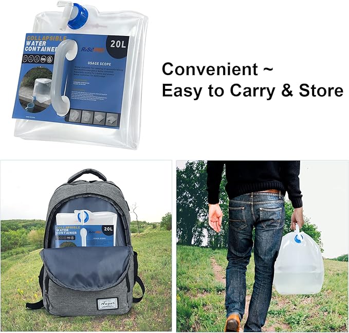 Collapsible Water Container with Spigot, BPA Free Water Storage Jug Water Canteen for Outdoor Camping Hiking & Emergency Survival Kit, Foldable Portable