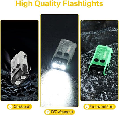 BORUIT V20 LED Small Powerful EDC Flashlight with 365nm UV Light,180°Head Swivels,USB C Rechargeable 1000 LM Mini Pocket Keychain Flash Light with Clip-13 Mode,IP67,Magnetic,110DB Buzzer(White)