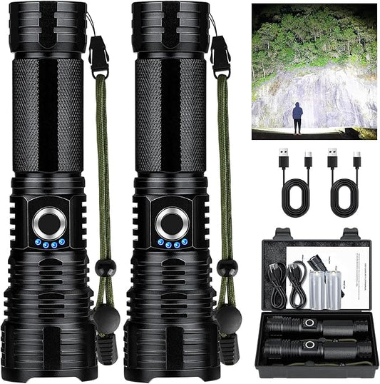 Flashlights High Lumens Rechargeable, 990000 Lumens Super Bright LED Powerful Flashlight, 5 Modes Flash Light, IPX6 Waterproof High Powered Flashlights for Home Camping