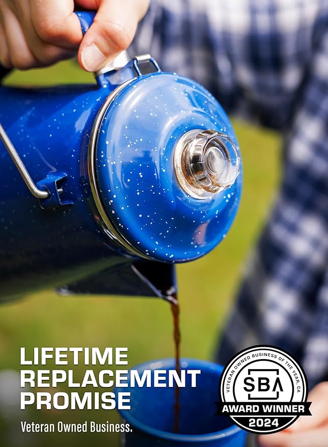COLETTI Classic Percolator Coffee Pot — Camping Coffee Percolator, Campfire Coffee Pot – Camping Percolator for Groups — Brew for the Whole Campsite (Blue, 12 Cup)