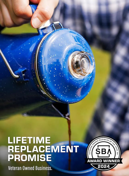 COLETTI Classic Percolator Coffee Pot — Camping Coffee Percolator, Campfire Coffee Pot – Camping Percolator for Groups — Brew for the Whole Campsite (Blue, 12 Cup)