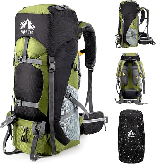 Night Cat Hiking Backpacks 40L Camping Backpacking Packs for Men Women Lightweight Outdoor for Mountaineering Traveling, No Internal Frame