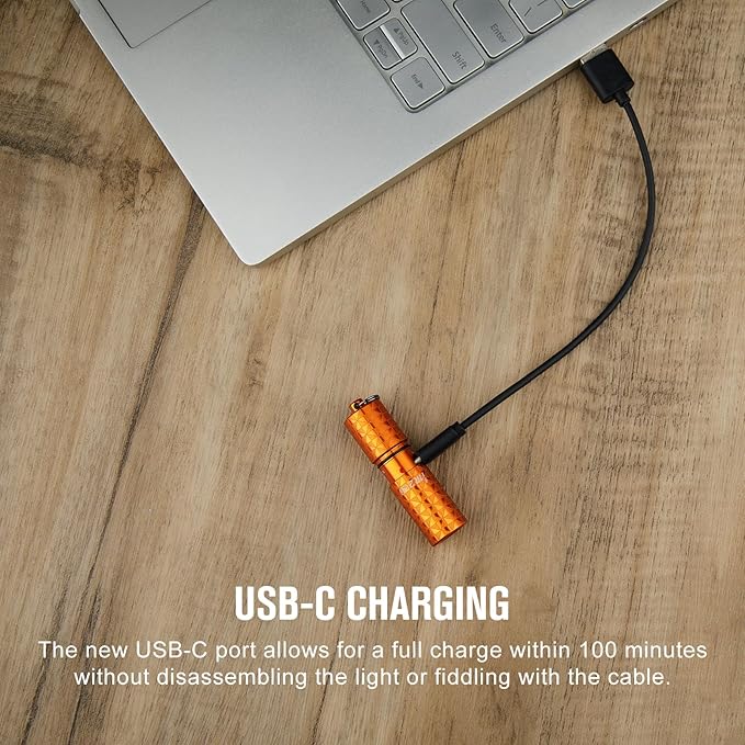 OLIGHT I1R 2 Pro Rechargeable Keychain Flashlight 180 Lumens, Type-C USB Cable Fast Charging EDC Lights, Mini Handheld Light for Pocket, Purse, Backpack(Pinwheel Orange)