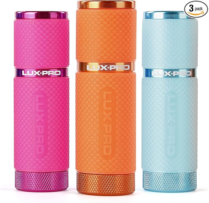 LUXPRO Bright 40 Lumen Gels LED Flashlight - Features Fun Colors and Glow-in-The-Dark Rubber Grip with a Matching Wrist Lanyard - Batteries Included - Pack of 3 - Pink, Orange, Teal