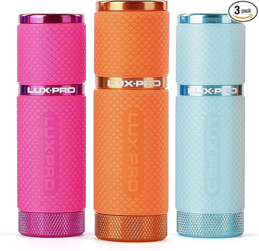 LUXPRO Bright 40 Lumen Gels LED Flashlight - Features Fun Colors and Glow-in-The-Dark Rubber Grip with a Matching Wrist Lanyard - Batteries Included - Pack of 3 - Pink, Orange, Teal