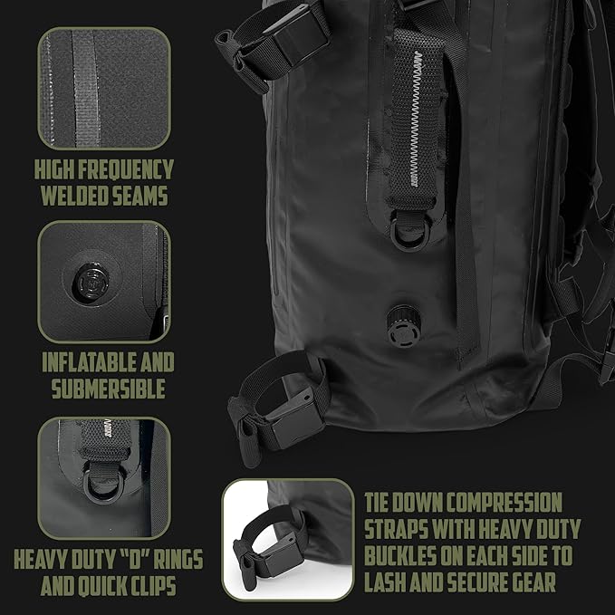 FIELDCRAFT Wayfarer Waterproof Rolltop Backpack Dry Bag for Outdoor, Water Sports, Kayaking, Boating, Camping, Hiking, Scuba Diving, Fishing, Beach, and Lake Activities