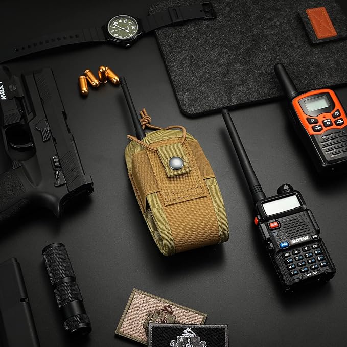 FRTKK Tactical Radio Holder Radio Holster Molle Radio Pouch Universal Radio Case Military Heavy Duty Radio Bag for Police Firefighter Two Ways Walkie Talkies Vest