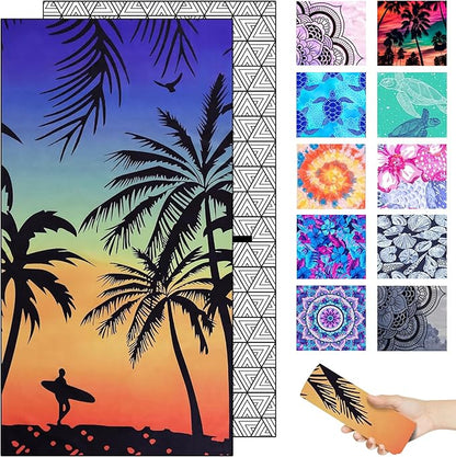 Microfiber Beach Towel – Quick Dry Lightweight Sand Free Oversized Towel Accessories Travel Must Have Swim Pool Yoga Camping Packable Sandproof Resistant Gift Sunset 71''32''