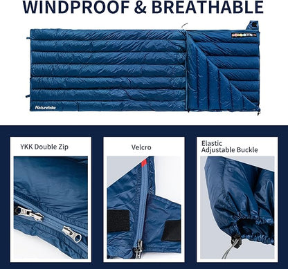 Naturehike Ultralight Backpacking Down Sleeping Bag for Adults, 650 Fill Power Sleeping Bag 20oz for 42-52℉, Compact Lightweight Sleeping Bags for Hiking Camping 3 Seasons