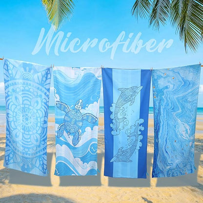 FISHEAL Sand Free Beach Towel Set - 2 Pack Microfiber Extra Large Oversized 71"x32" Absorbent Lightweight Towels Thin Fast Drying Vacation Cruise Swim Pool Necessities Must Haves