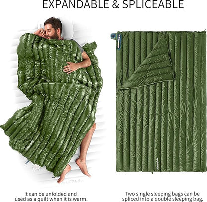 Naturehike Ultralight Backpacking Down Sleeping Bag for Adults, 650 Fill Power Sleeping Bag for 42/52℉, 20oz Compact Lightweight Sleeping Bags for Hiking Camping 3 Seasons