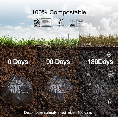 TRIPTIPS Biodegradable Portable Toilet Bags 8 gallon｜40 Count Camping Toilet Bags for Portable Potty,Leak-Proof 100% Compostable Toilet Bags 5 Gallon Bucket，Toilet Waste Bags for Outdoors
