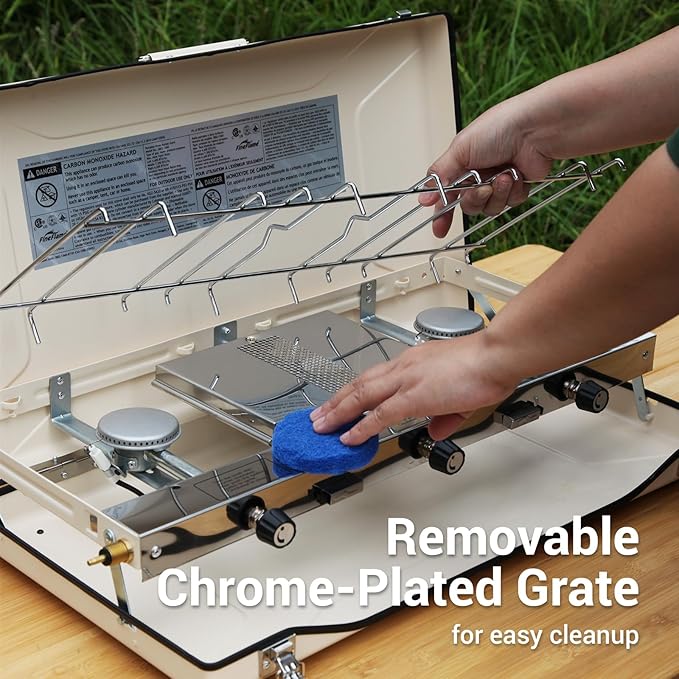 Camping Stove 3 Burner 20400 BTU Propane Portable Stove with Regulator, Toast Tray, Windshield for Car Camping BBQ Picnics Outdoor Cooking Camping Gas Stove