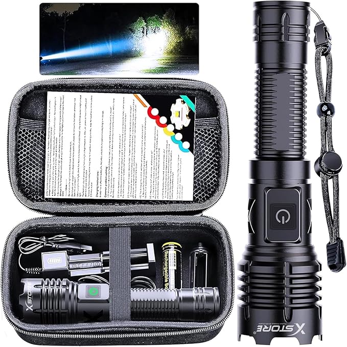 Flashlights High Lumens Rechargeable - 990000 Lumen Led Rechargeable Flashlight with 5 Modes Super Bright Flash Lights USB Powerful Torch Light Waterproof for Home Camping Outdoor