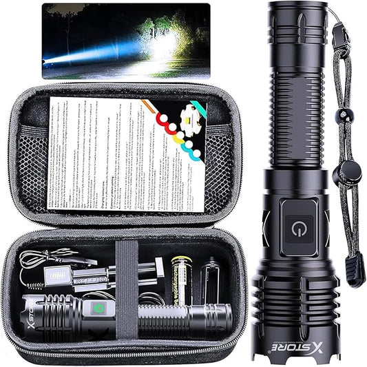 Flashlights High Lumens Rechargeable - 990000 Lumen Led Rechargeable Flashlight with 5 Modes Super Bright Flash Lights USB Powerful Torch Light Waterproof for Home Camping Outdoor