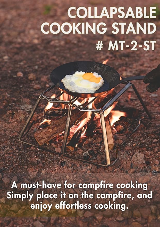 CAMPINGMOON Collapsable Campfire Cooking Stand Trivat Stainless Steel for Open Fire Camping Outdoor MT-2-ST