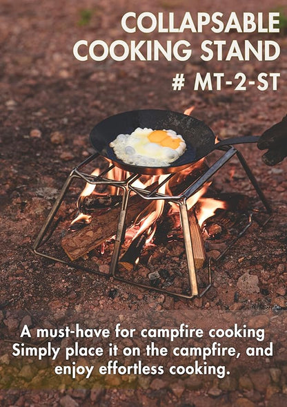 CAMPINGMOON Collapsable Campfire Cooking Stand Trivat Stainless Steel for Open Fire Camping Outdoor MT-2-ST