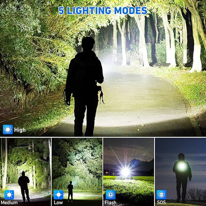 Rechargeable LED Flashlights, 990000 High Lumens Super Bright Flashlights with 5 Modes & 12H Long Runtime, Powerful IPX6 Waterproof Flashlight, Brightest Handheld Flash Light for Home Camping