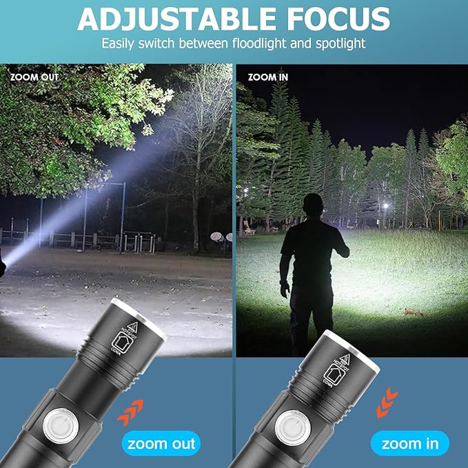 NAKCNM 2 Pack USB Rechargeable Flashlights Mini Handheld Pocket Super Bright Small Flashlight EDC Flashlights for Camping, Hiking, Emergency