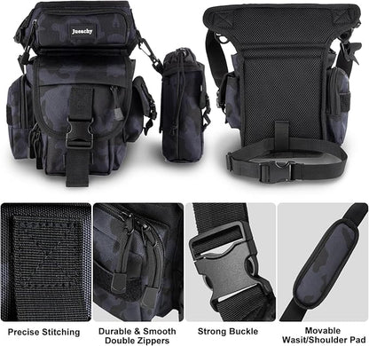 Jueachy Drop Leg Bag for Men Tactical Metal Detecting Thigh Pack with Water Bottle Pouch