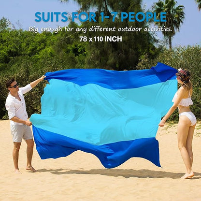 BYDOLL Nylon Beach Blanket Waterproof Sandproof 78''x110'' Oversized Suits 1-7 Adults Sand Free Extra Large Blanket Lightweight Soft Picnic Mat for Beach Essentials Travel