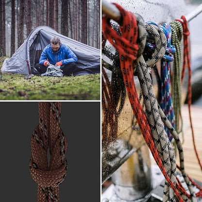 Reflective 550 Paracord/Parachute Cord 4mm Tent Rope 7 Strands 65 Feet Reflect Nylon Pull Guy Lines Spool Wind Proof for Camping Outdoor Hiking Lanyard Bracelets Emergency