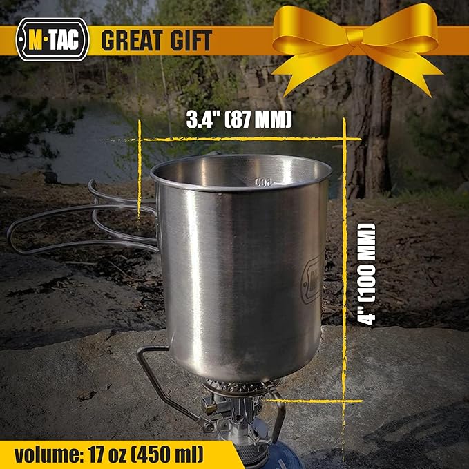 M-Tac 17oz Stainless Steel Hiking Mug Travel Coffee Cup with Handle