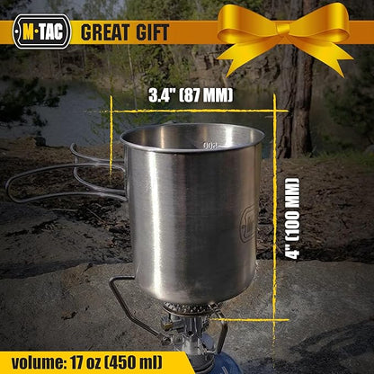M-Tac 17oz Stainless Steel Hiking Mug Travel Coffee Cup with Handle