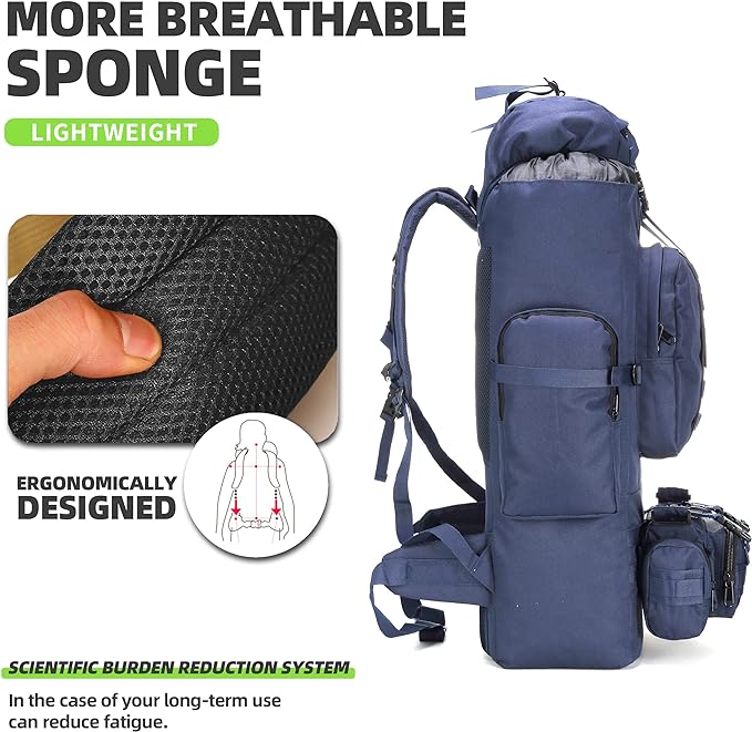 King'sGuard 100L Camping Hiking Backpack Molle Rucksack Military Camping Backpacking Daypack