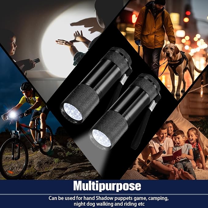 VIHOSE 32 Pcs Mini Flashlights Bulk, Bright Aluminum Handheld Flash Light with Lanyard, Small LED Flashlights for Kids Night Reading Emergency Hurricane Camping Hiking Party Favors(Black)