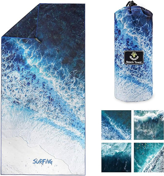 4Monster Microfiber Beach Towel Quick Dry,Super Absorbent Lightweight Travel Towel for Swimmers, Sand Free Camping Towel, Beach Towels for Pool, Swim, Water Sports,Yoga,Gym,Backpacking