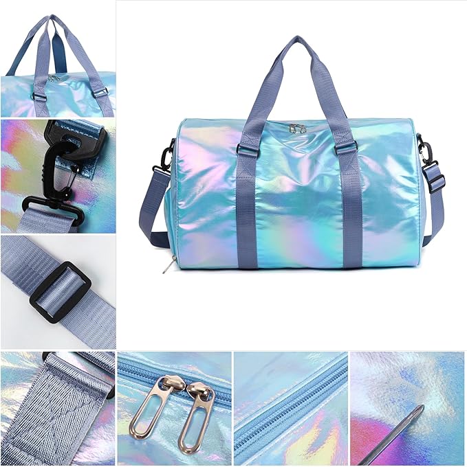 Yaopeing Gym Bag with Shoes Compartment,Sports Duffle Bag for Girls,Waterproof Travel Gym Tote Bags for Women,Blue