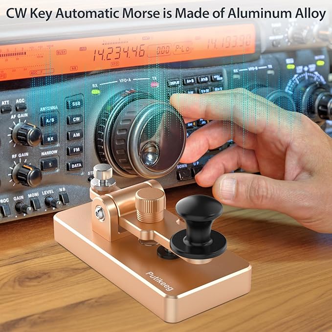 Classical Morse Mini Code Key Morse Code Paddle Key Aluminum Alloy Mini-Key Morse CW Portable Key Morse Practice Key Gold