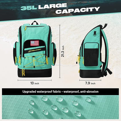 Maelstrom Swim Backpack,35L Swimming bag with Separate Shoes Compartment,Swim Gear Bag,Athlete Gym Rucksack for Men and Women