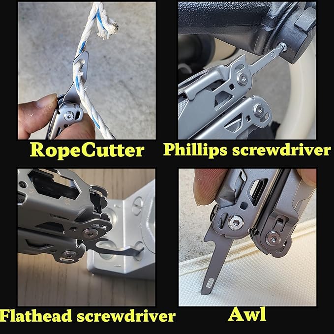 19-in-1 Stainless Steel Multitool - Versatile EDC Gear for Men | Camping, Fishing, Hiking & Firefighting | Pocket, Survival & Fishing Knife with Dual Force Functionality