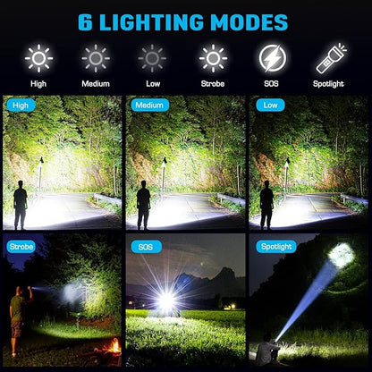 Sinvimes Rechargeable Flashlights High Lumens, 990000LM XHP160.8 Powerful Tactical Flashlight with Zoomable & 6 Modes & IPX7 Waterproof, Super Bright Flashlight for Camping, Hiking, Emergencies