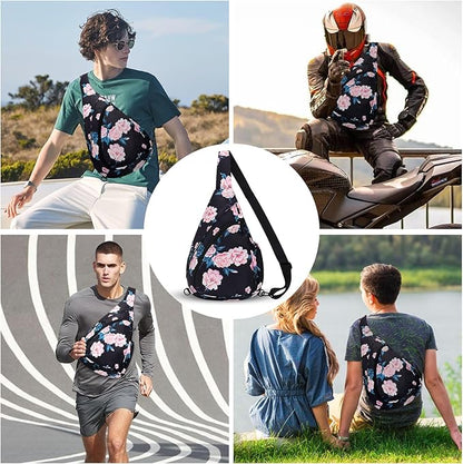 HUA ANGEL Crossbody Sling Bag for Men & Women Lightweight Waterproof Chest Shoulder Bag for Travel Hiking & Everyday Use