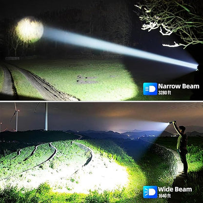 Cinlinso Flashlights High Lumens Rechargeable, 990,000 Lumens Super Bright Led Flash Light, IPX6 Waterproof, 5 Modes Brightest Powerful Handheld Flashlights for Camping Home Hunting