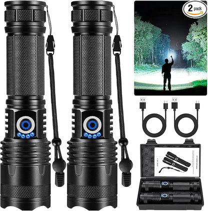 Rechargeable LED Flashlights High Lumens, 900000 Lumens Super Bright Flashlight with 5 Modes IPX6 Waterproof, Powerful Handheld Flashlight for Camping Emergencies Hiking