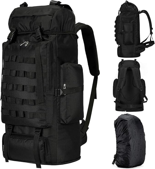 70L/100L Large Camping Hiking Backpack with Rain Cover, Waterproof Molle Rucksack Military Tactical Backpack, Lightweight Backpacking Backpack for Trekking Climbing Outdoor
