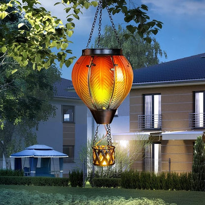 Hot Air Balloon Solar Lantern, Solar Powered Hot Air Balloon Lights Outdoor Hanging Solar Lanterns Waterproof for Garden Porch Yard Patio Pathway Decorations