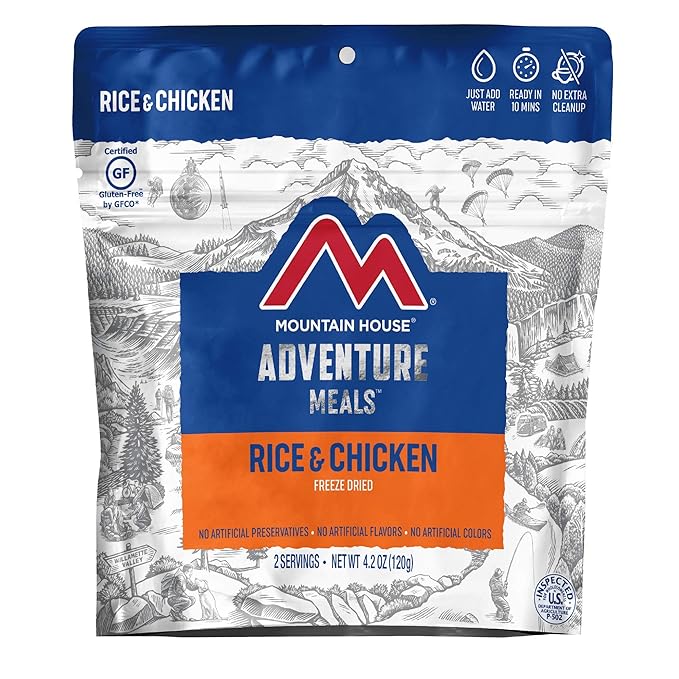 Mountain House Rice & Chicken + Mountain House Chicken Fajita Bowl | Freeze Dried Backpacking & Camping Food | 2 Servings Each