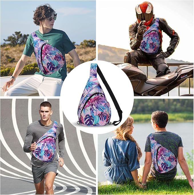 HUA ANGEL Crossbody Sling Bag for Men & Women Lightweight Waterproof Chest Shoulder Bag for Travel Hiking & Everyday Use