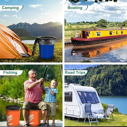 Portable Toilet Seat for 5 Gal Buckets, Camping Toilet Seat with Lid for Adults, Snap-on Toilet Seat for Outdoor, Camping, Hiking, Emergency, Car, Boat