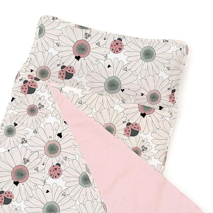 JumpOff Jo - Extra Long Toddler Nap Mat for Preschool, Daycare and Kindergarten - Sleeping Bag for Kids with Removable Pillow and Ultra Soft Blanket - Floral, Daisy Bug