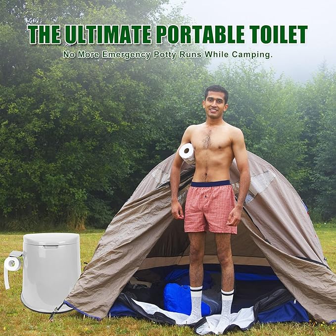 Portable Toilet, Adult and Child Toilet, 5.3 Gallon Mobile Toilet Bucket, Camping and RV Toilet, Suitable for Camping, Hiking, RV, Boat, Bedroom